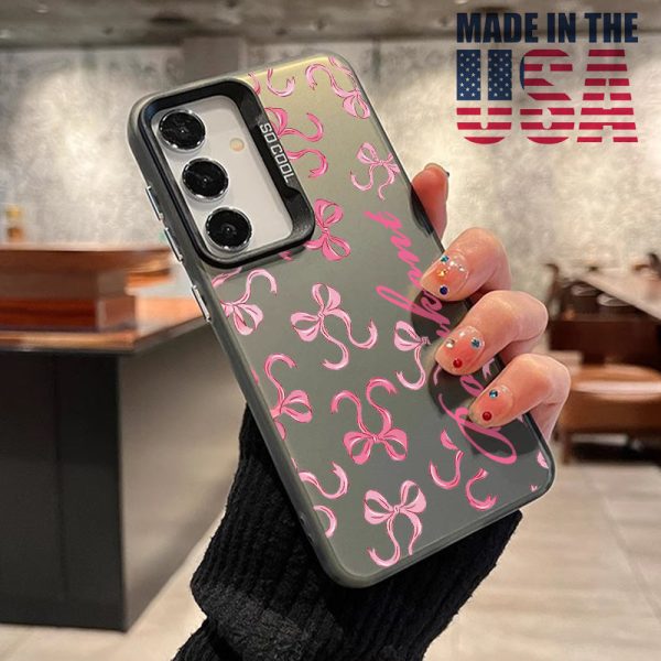 Case for Samsung S25 Plus S24 Ultra S23 S22 + Trendy Pink Bowknot Pattern Shockproof Silicone PC Back Protective Smartphone Cover Gift - Image 6
