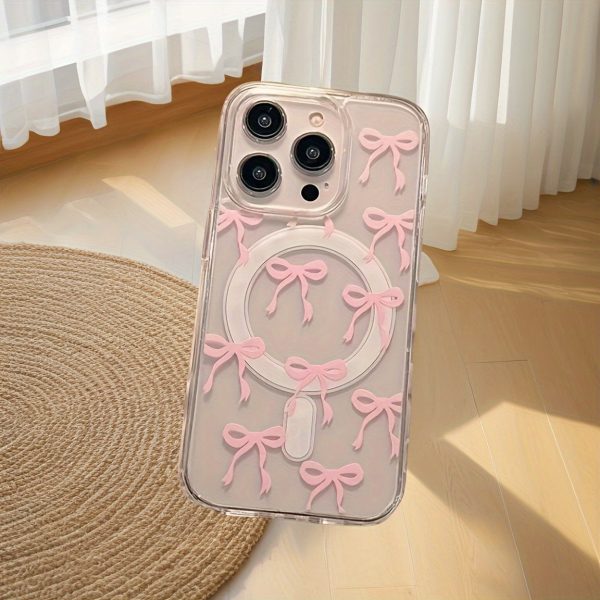Magnetic Phone Case Featuring a Girl Bow Design, Suitable for Iphone 16 Pro Max/15/14/13/12/11. Perfect for Valentine'S Day.