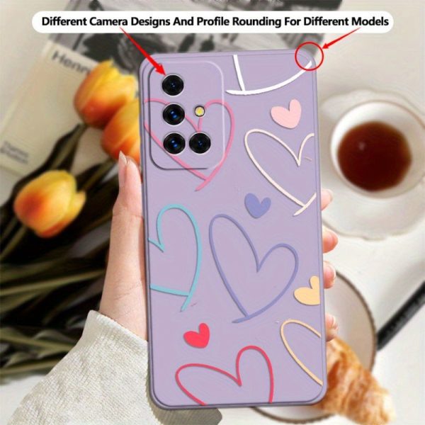 for Samsung Galaxy A36 A25 A16 A73 A15 A72 A14 A13 A06 A35 A24 A14 A71 A70 A60 A55 A54 A53 A51 A50 A42 A41 A40 A34 A33 A32 A31 A30 A23 A22 A20 e A12 A11 A10 A52 A21 A05 A04 A03 s A01 Core A02 Phone Case Colorful Heart Fashion Trend Pattern Violet Casing - Image 4