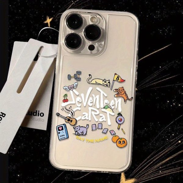A Transparent Phone Case Featuring a Minimalist Animal Party Design, Compatible with Various Iphone Models Including 16, 14, 15, 13, 12, 11, Xr, Xs, 7, And 8P, As Well As Several Samsung Models Such As A50, A70, A55, A14, A54, A05, A35, A10S, A71, A33, A7 - Image 5