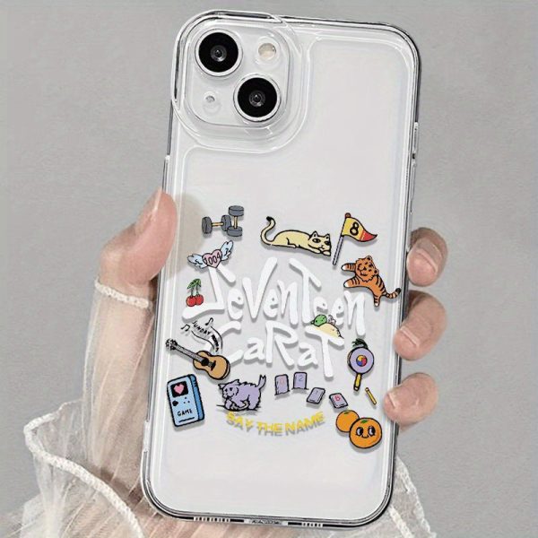 A Transparent Phone Case Featuring a Minimalist Animal Party Design, Compatible with Various Iphone Models Including 16, 14, 15, 13, 12, 11, Xr, Xs, 7, And 8P, As Well As Several Samsung Models Such As A50, A70, A55, A14, A54, A05, A35, A10S, A71, A33, A7 - Image 4