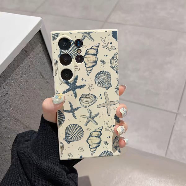 Sea Ocean Star Shell Conch Pattern Light Blue Phone Case for Samsung Galaxy S22/S22+/S22 Ultra/S23/S23+/S23 FE/S23 Ultra/S24/S24 Plus/S24 Ultra /A32/A35/A15/A53/A54/A51/ A55/A33/A14/A05S, Protective Cover - Image 4