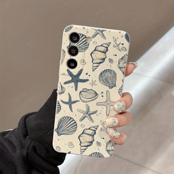 Sea Ocean Star Shell Conch Pattern Light Blue Phone Case for Samsung Galaxy S22/S22+/S22 Ultra/S23/S23+/S23 FE/S23 Ultra/S24/S24 Plus/S24 Ultra /A32/A35/A15/A53/A54/A51/ A55/A33/A14/A05S, Protective Cover - Image 2