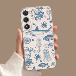 Marine Animal Mobile Phone Case Suitable for Samsung Galaxy A02 A03S A04 A05S A06 A13 A14 A15 A16 5G A21S A22 A23 A24 A25 A32 A34 A35 A50 A52 A53 A54 A55 A73 S21 Ultra S22 Plus S23+ S24 FE Cartoon Transparent Anti-fall Full Cover TPU Mobile Phone Case Sim