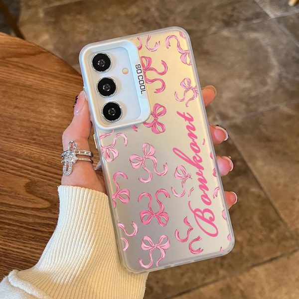 Case for Samsung S25 Plus S24 Ultra S23 S22 + Trendy Pink Bowknot Pattern Shockproof Silicone PC Back Protective Smartphone Cover Gift - Image 3
