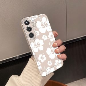 A Scattered White Bow Phone Case Suitable for Samsung Galaxy A02 A03S A04 A05S A06 A13 A14 A15 A16 5G A21S A22 A23 A24 A25 A32 A34 A35 A50 A52 A53 A54 A55 A73 S21 Ultra S22 Plus S23+ S24 FE, Featuring a Cartoon Design, Transparent, Shockproof, Full Covera
