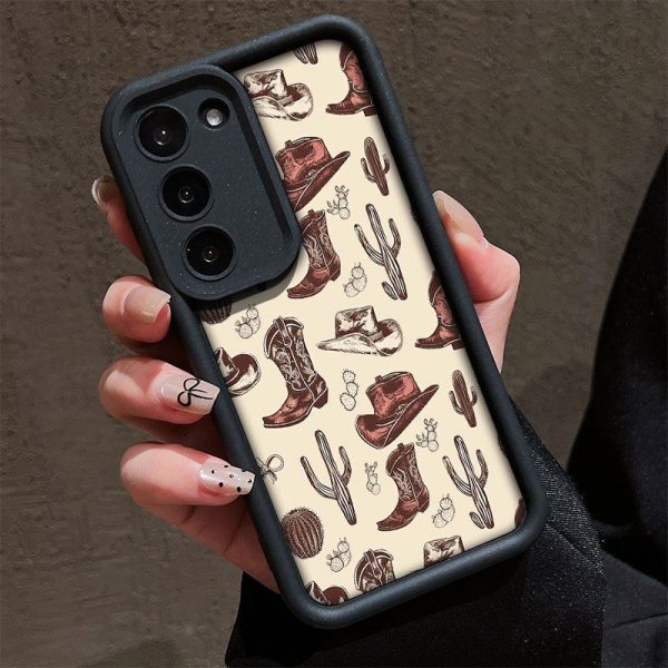 Desert Cowboy Patchwork Pattern Mobile Phone Case for Galaxy A01/A02A/03A/04A/05A/10A/11A/12A/13A/14A/15A/20A/21A/22A/23A/A31/A32/A33/A35/A50/A51/A52/A53/A54/A5/5A7/A70/A71/A72A/73/S20S/S21/S22/S24/A25/A34/S23 Anti-fall and Dirt-resistant - Image 2