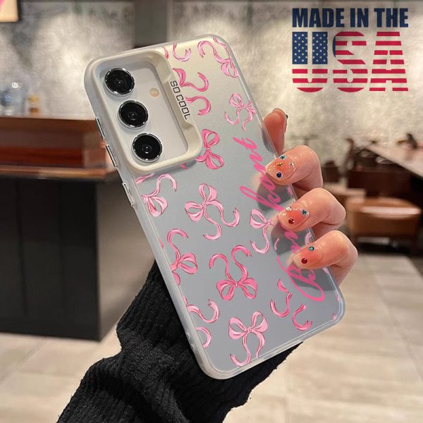 Case for Samsung S25 Plus S24 Ultra S23 S22 + Trendy Pink Bowknot Pattern Shockproof Silicone PC Back Protective Smartphone Cover Gift - Image 7