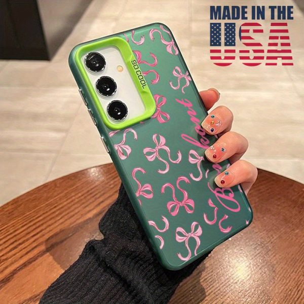 Case for Samsung S25 Plus S24 Ultra S23 S22 + Trendy Pink Bowknot Pattern Shockproof Silicone PC Back Protective Smartphone Cover Gift - Image 8