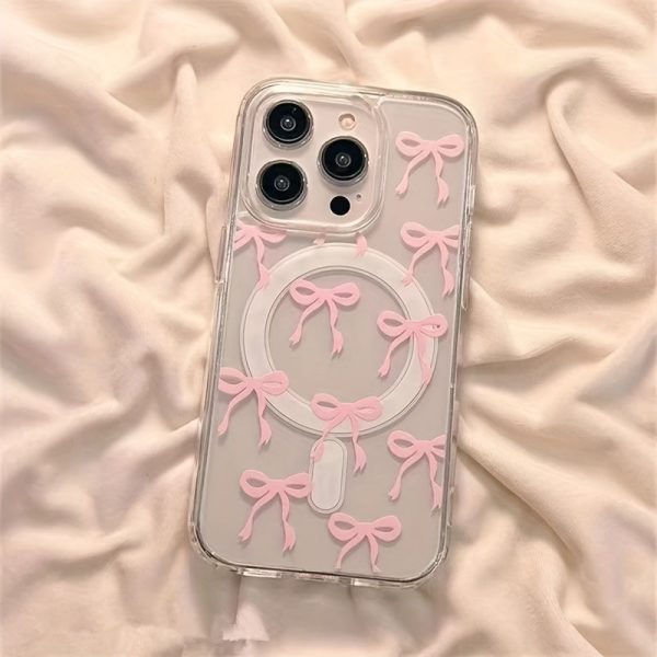 Magnetic Phone Case Featuring a Girl Bow Design, Suitable for Iphone 16 Pro Max/15/14/13/12/11. Perfect for Valentine'S Day. - Image 2