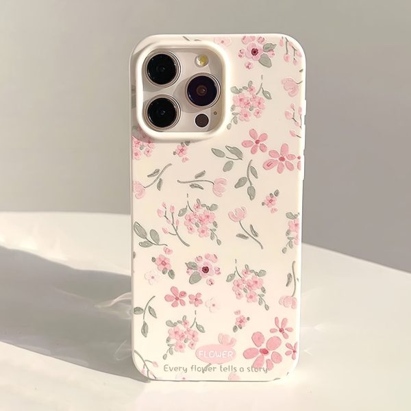 Green Leaf Pink Flower White Frosted Full Package Anti-Fall Mobile Phone Case Suitable for Apple 16PROMAX/16PLUS/16PRO/16/15PROMAX/15PLUS/15PRO/15/14PROMAX/14PLUS/14PRO/14/13PROMAX/13PRO/13/12PROMAX/12PRO/12 11PROMAX/11PRO/11/XSMAX/XR/XS/7#8PLUS/7#8 Prote