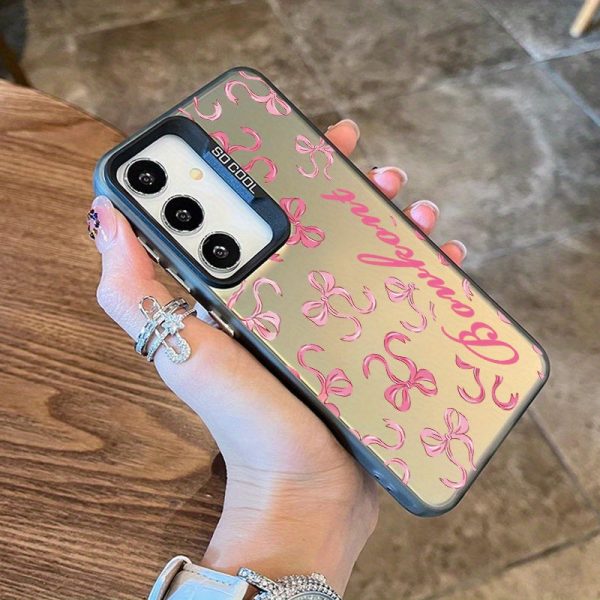 Case for Samsung S25 Plus S24 Ultra S23 S22 + Trendy Pink Bowknot Pattern Shockproof Silicone PC Back Protective Smartphone Cover Gift - Image 4