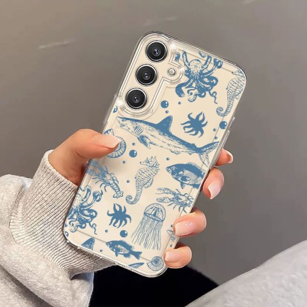 Marine Animal Mobile Phone Case Suitable for Samsung Galaxy A02 A03S A04 A05S A06 A13 A14 A15 A16 5G A21S A22 A23 A24 A25 A32 A34 A35 A50 A52 A53 A54 A55 A73 S21 Ultra S22 Plus S23+ S24 FE Cartoon Transparent Anti-fall Full Cover TPU Mobile Phone Case Sim - Image 2