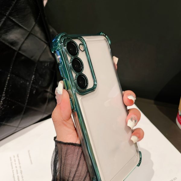 Four-corner anti-fall electroplated mobile phone case suitable for Samsung S22 S22+ S22ULTRA S23 S23+ S23FE S23ULTRA S24 S24+ S24FE S24ULTRA protective case with built-in lens protection film mobile phone case - Image 6