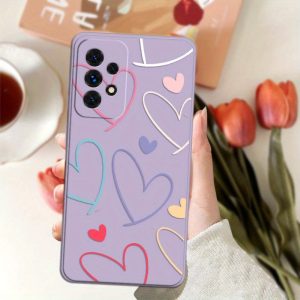 for Samsung Galaxy A36 A25 A16 A73 A15 A72 A14 A13 A06 A35 A24 A14 A71 A70 A60 A55 A54 A53 A51 A50 A42 A41 A40 A34 A33 A32 A31 A30 A23 A22 A20 e A12 A11 A10 A52 A21 A05 A04 A03 s A01 Core A02 Phone Case Colorful Heart Fashion Trend Pattern Violet Casing
