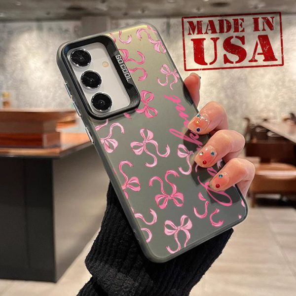 Case for Samsung S25 Plus S24 Ultra S23 S22 + Trendy Pink Bowknot Pattern Shockproof Silicone PC Back Protective Smartphone Cover Gift - Image 2